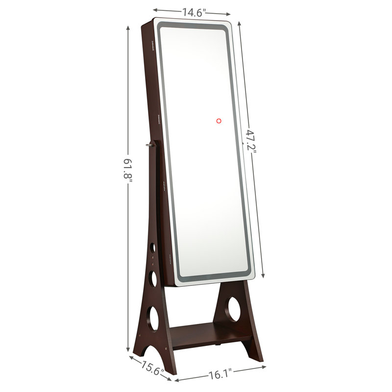 Latitude Run® Glynell 16.1'' Wide FreeStanding Jewelry Armoire with Mirror & Reviews Wayfair